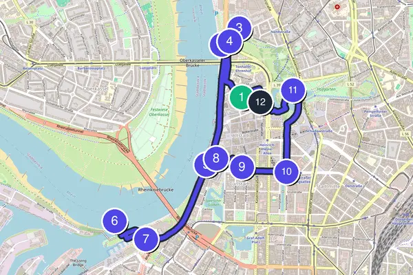 Düsseldorf Walking Tour Map