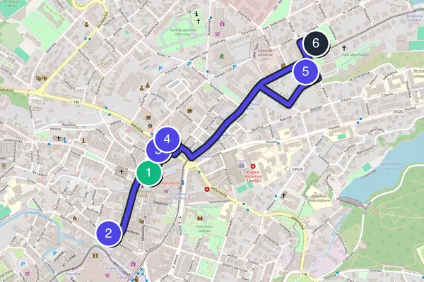 Liberec Walking Tour Map